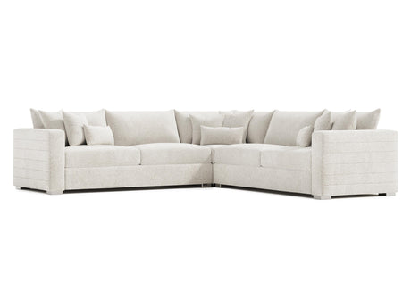 Helena White/Cream Fabric Sectional Metal Foot - Ornate Home