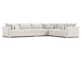 Helena White/Cream Fabric Sectional Wood Foot (L-Shape) - Ornate Home