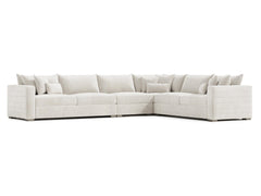 Helena White/Cream Fabric Sectional Wood Foot (L-Shape) - Ornate Home