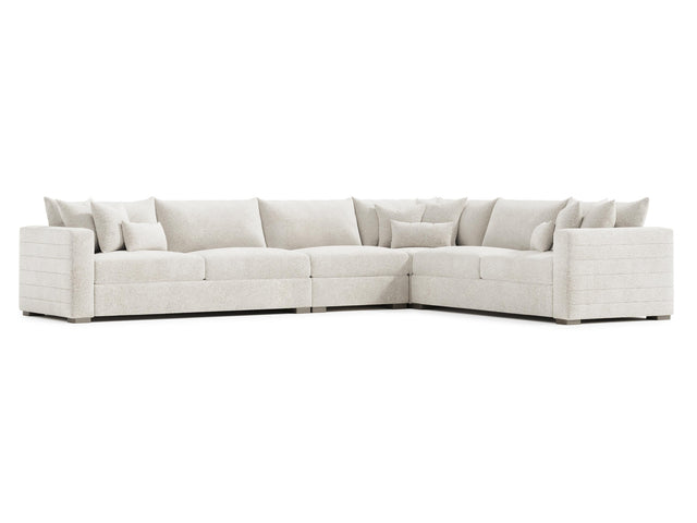 Helena White/Cream Fabric Sectional Wood Foot (L-Shape) - Ornate Home