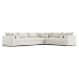 Helena White/Cream Fabric Sectional Wood Foot (L-Shape) - Ornate Home