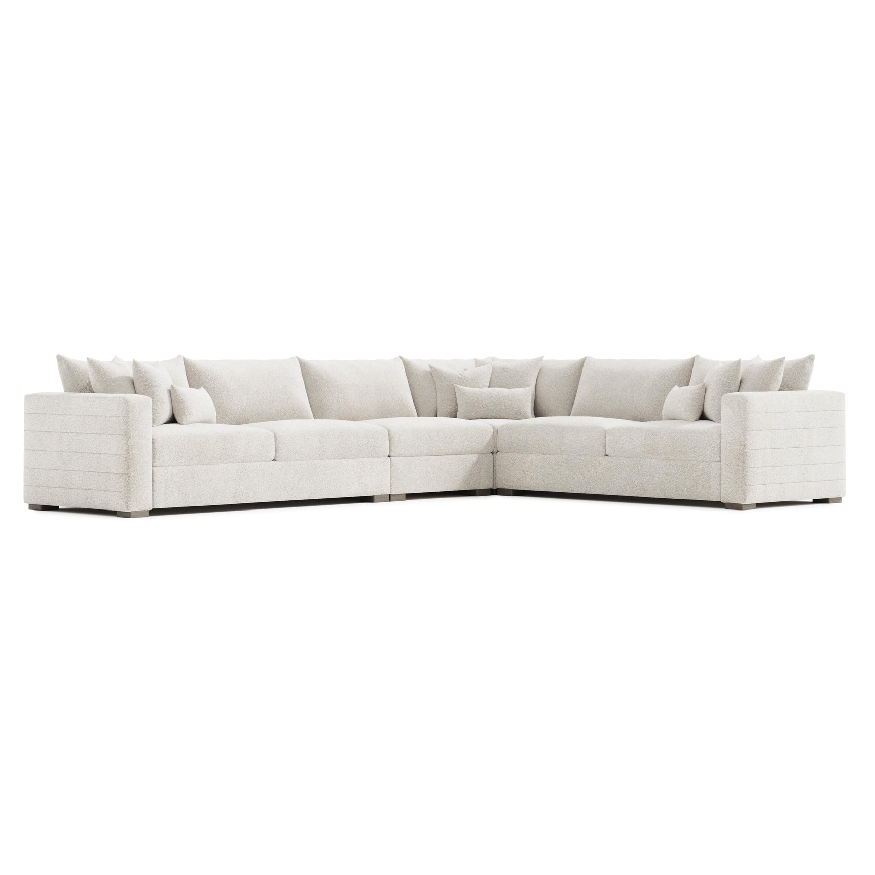 Helena White/Cream Fabric Sectional Wood Foot (L-Shape) - Ornate Home