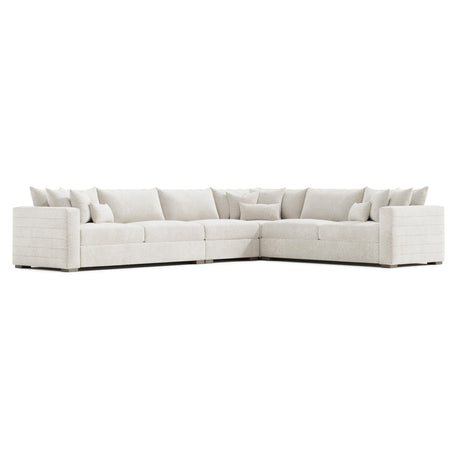 Helena White/Cream Fabric Sectional Wood Foot (L-Shape) - Ornate Home