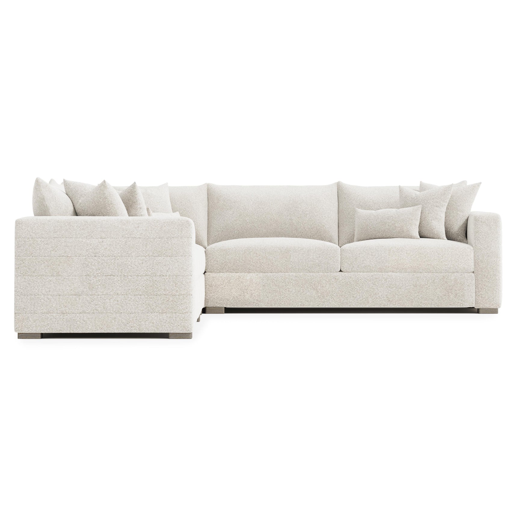 Helena White/Cream Fabric Sectional Wood Foot (L-Shape) - Ornate Home