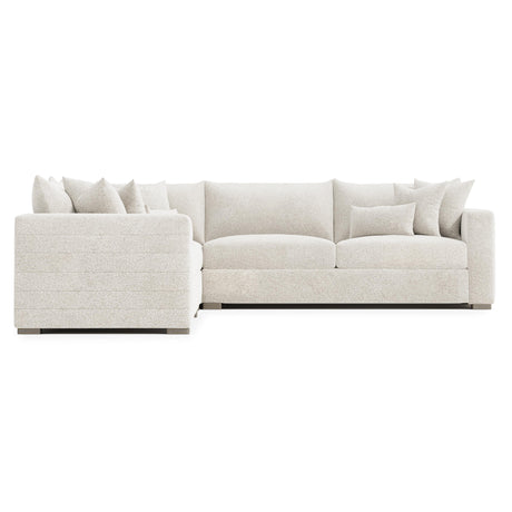 Helena White/Cream Fabric Sectional Wood Foot (L-Shape) - Ornate Home