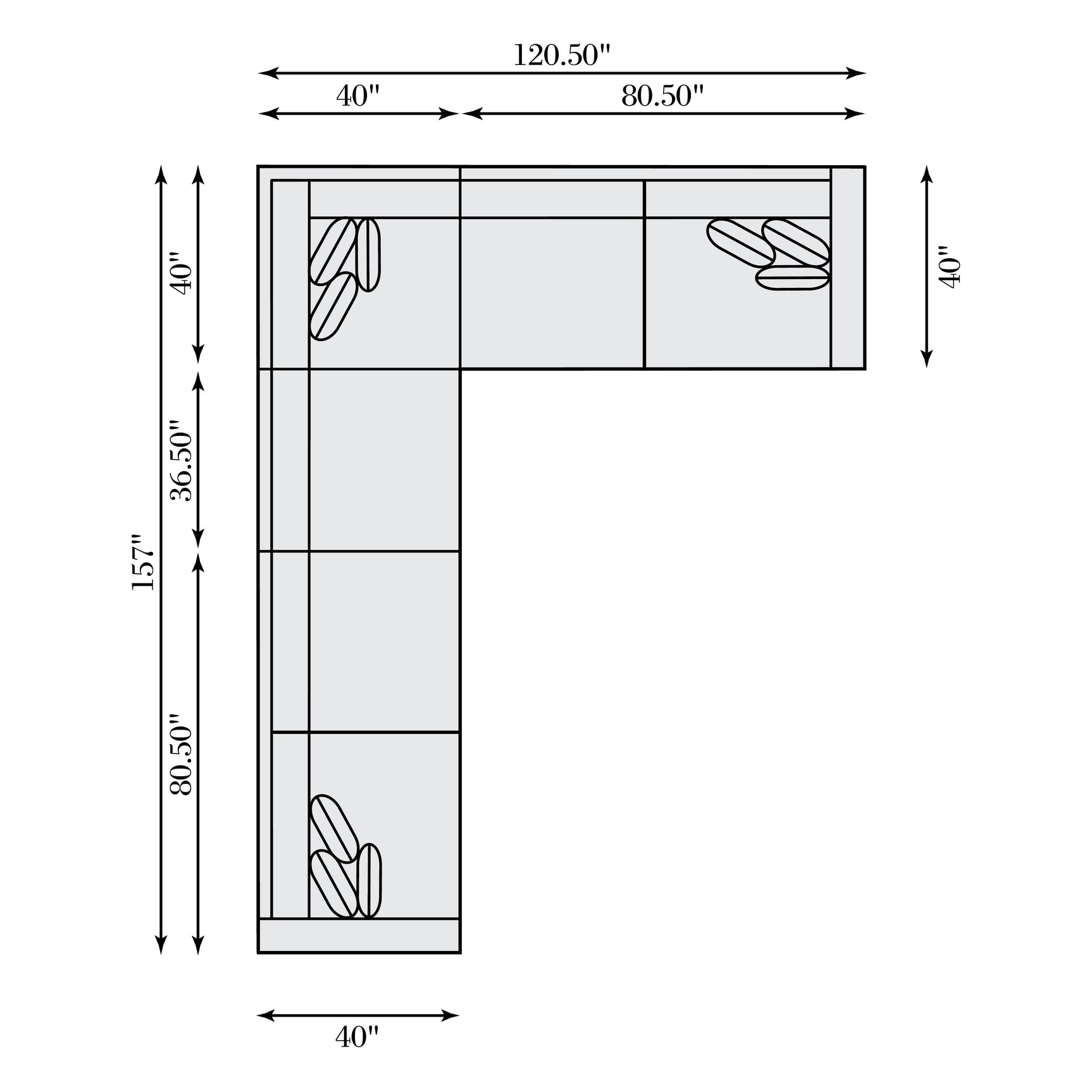 Helena White/Cream Fabric Sectional Wood Foot (L-Shape) - Ornate Home