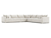Helena White/Cream Fabric Sectional Wood Foot (LAF Corner) - Ornate Home