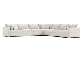 Helena White/Cream Fabric Sectional Wood Foot (LAF Corner) - Ornate Home