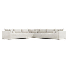 Helena White/Cream Fabric Sectional Wood Foot (LAF Corner) - Ornate Home