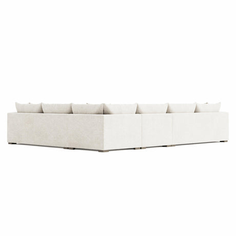 Helena White/Cream Fabric Sectional Wood Foot - Ornate Home
