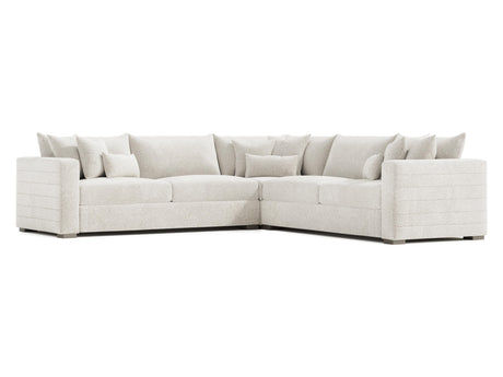 Helena White/Cream Fabric Sectional Wood Foot - Ornate Home