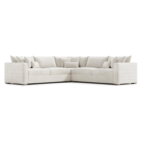 Helena White/Cream Fabric Sectional Wood Foot - Ornate Home