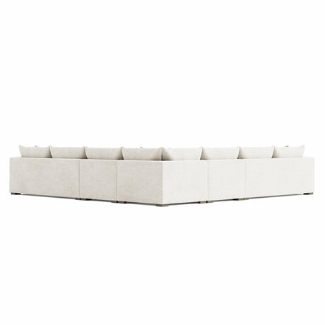 Helena White/Cream Fabric Sectional Wood Foot - Ornate Home