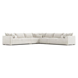 Helena White/Cream Fabric Sectional Wood Foot - Ornate Home