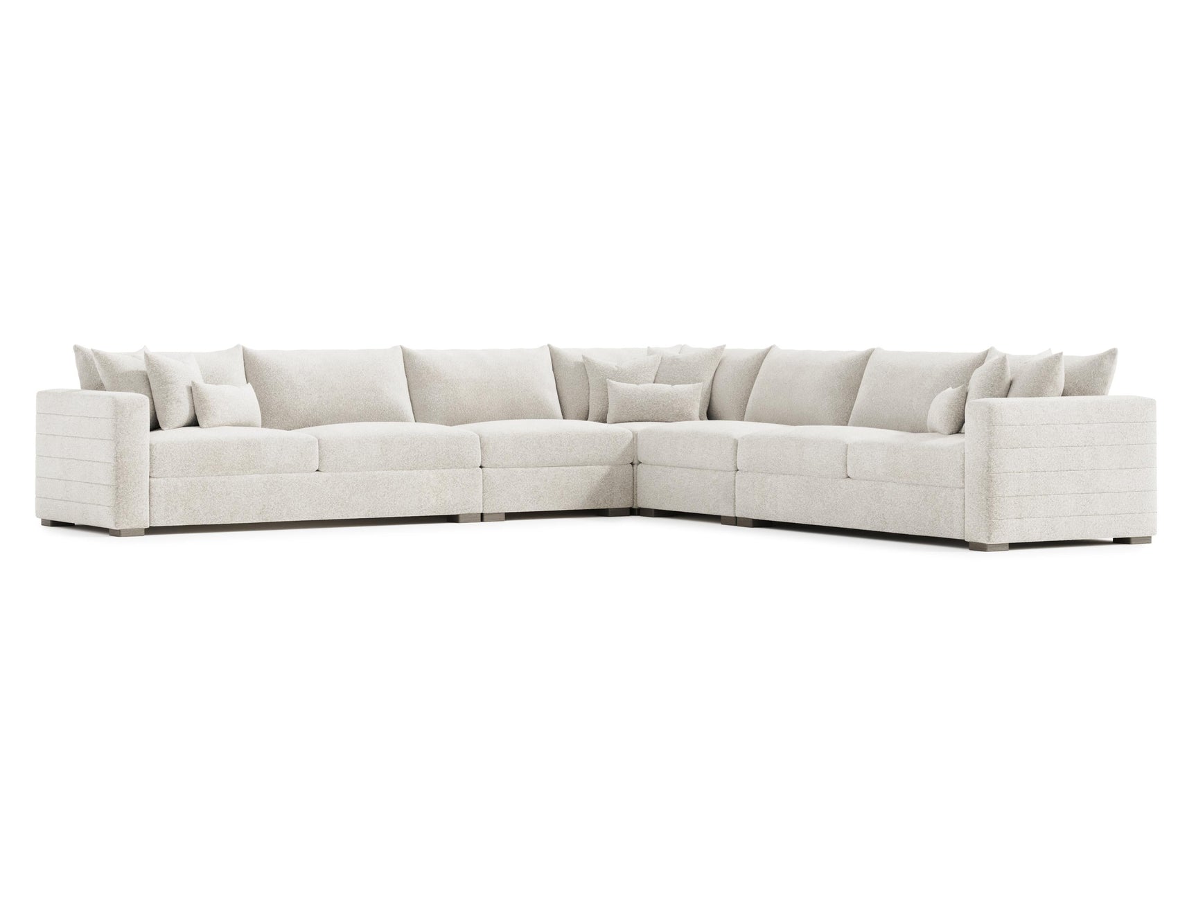 Helena White/Cream Fabric Sectional Wood Foot (RAF Corner) - Ornate Home