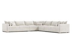 Helena White/Cream Fabric Sectional Wood Foot (RAF Corner) - Ornate Home