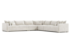 Helena White/Cream Fabric Sectional Wood Foot (RAF Corner) - Ornate Home