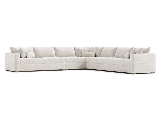 Helena White/Cream Fabric Sectional Wood Foot (RAF Corner) - Ornate Home