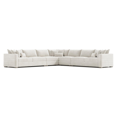 Helena White/Cream Fabric Sectional Wood Foot (RAF Corner) - Ornate Home