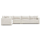 Helena White/Cream Fabric Sectional Wood Foot (RAF Corner) - Ornate Home