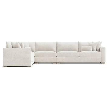 Helena White/Cream Fabric Sectional Wood Foot (RAF Corner) - Ornate Home
