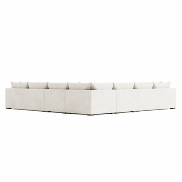 Helena White/Cream Fabric Sectional Wood Foot (RAF Corner) - Ornate Home