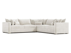 Helena White/Cream Fabric Sectional Wood Foot (Wide Modular Layout) - Ornate Home