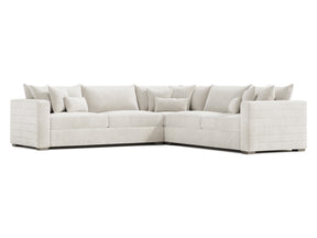 Helena White/Cream Fabric Sectional Wood Foot (Wide Modular Layout) - Ornate Home