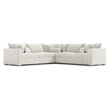 Helena White/Cream Fabric Sectional Wood Foot (Wide Modular Layout) - Ornate Home