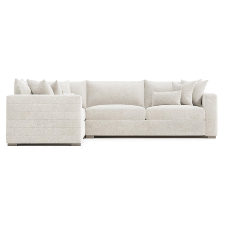 Helena White/Cream Fabric Sectional Wood Foot (Wide Modular Layout) - Ornate Home