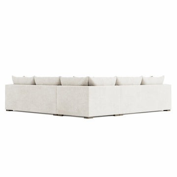 Helena White/Cream Fabric Sectional Wood Foot (Wide Modular Layout) - Ornate Home