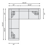 Helena White/Cream Fabric Sectional Wood Foot (Wide Modular Layout) - Ornate Home