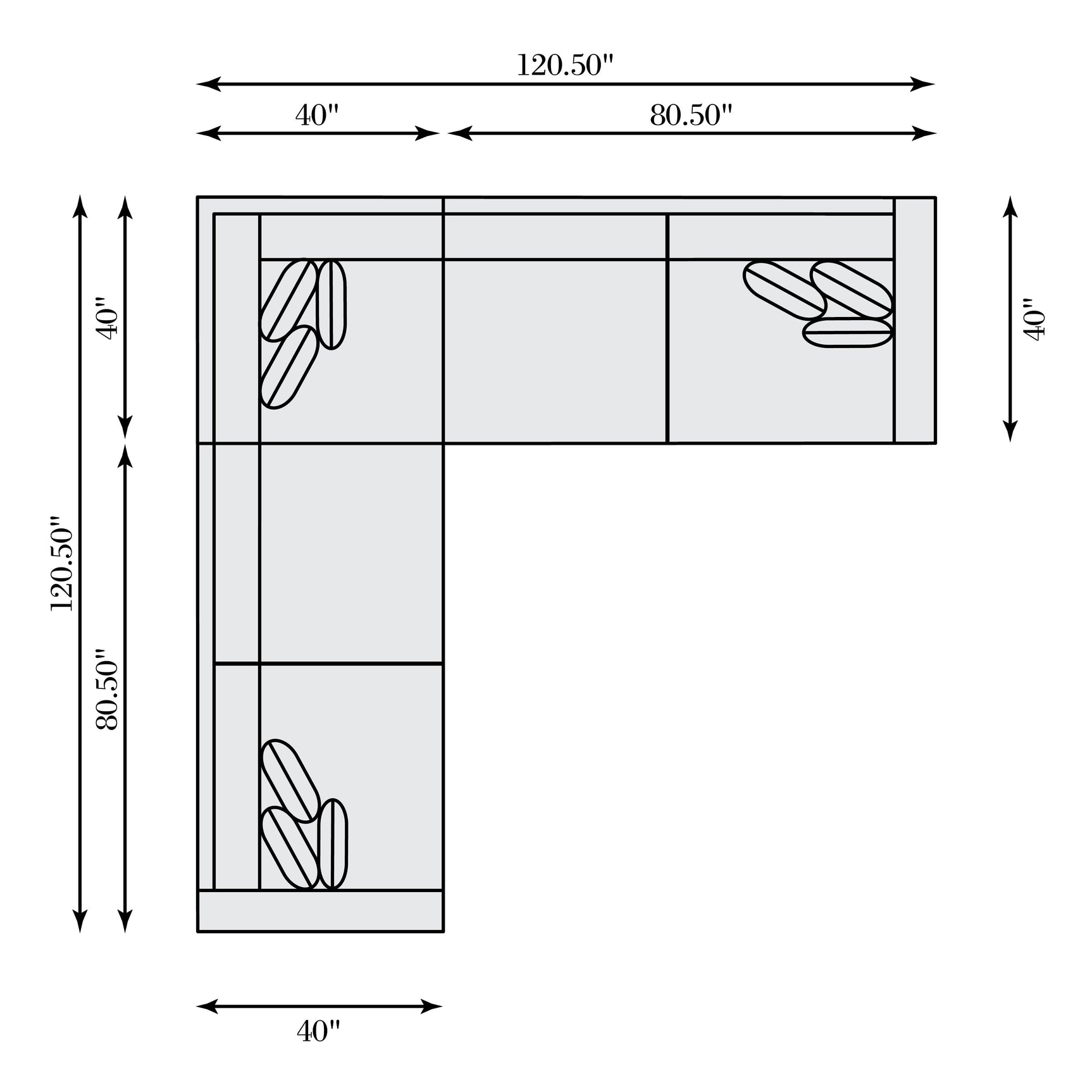 Helena White/Cream Fabric Sectional Wood Foot (Wide Modular Layout) - Ornate Home