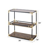 Heleris Black/Gold & Smoky Glass Console Table - Ornate Home