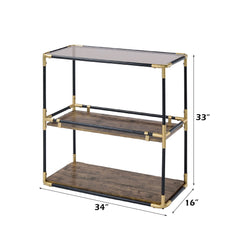 Heleris Black/Gold & Smoky Glass Console Table - Ornate Home