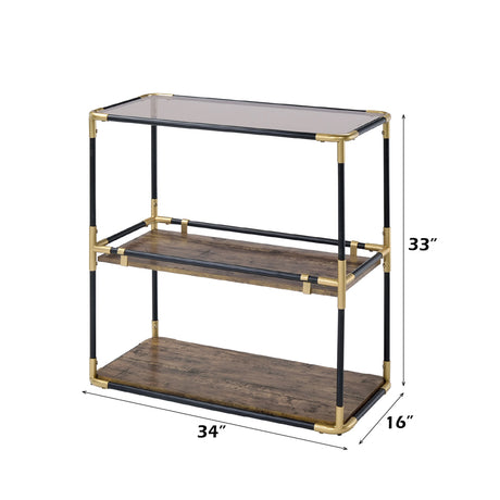 Heleris Black/Gold & Smoky Glass Console Table - Ornate Home