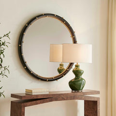 Helia Brass Round Mirror - Ornate Home