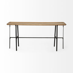 Helios Brown Rectangular Raised Edge Top Console Table