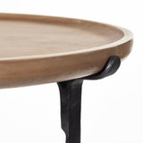 Helios Brown Round Solid Wood Iron Base Nesting End/Side Tables (Set of 2) - Ornate Home