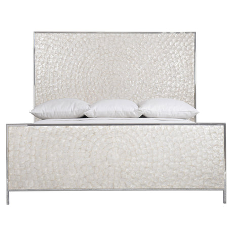 Helios Pure White/Capiz Shell Panel King Bed - Ornate Home