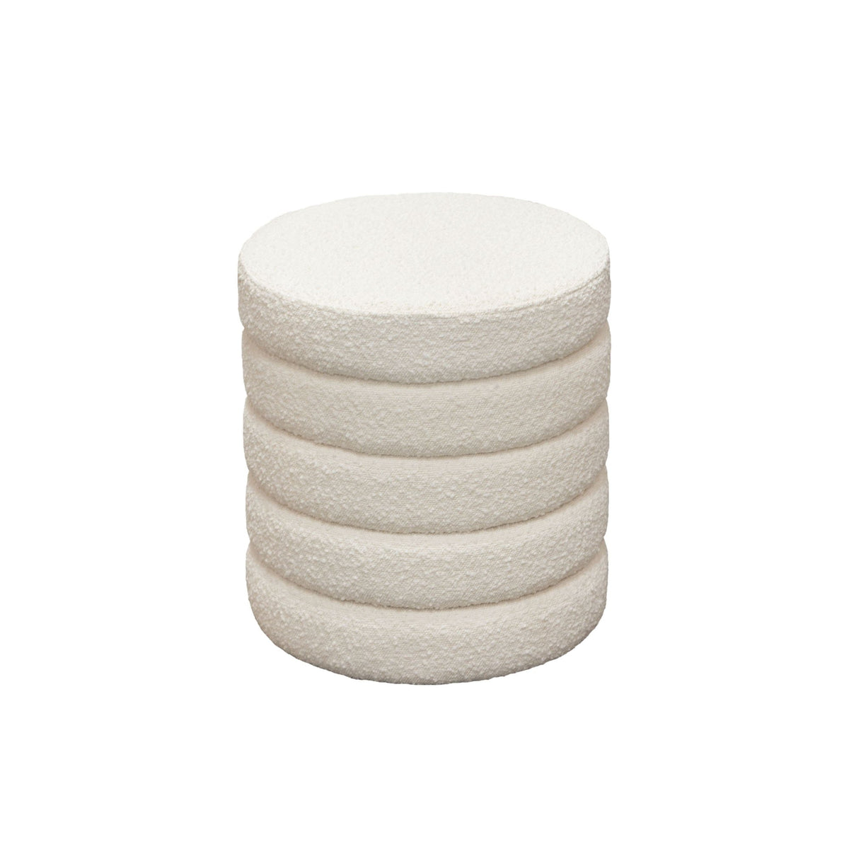 Helix Ivory Boucle Ottoman - Ornate Home