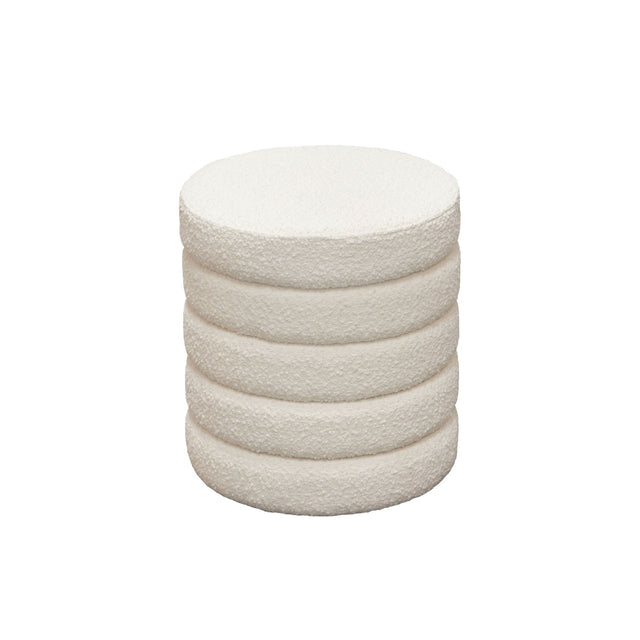 Helix Ivory Boucle Ottoman - Ornate Home