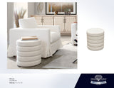 Helix Ivory Boucle Ottoman - Ornate Home
