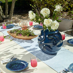 Helix Swirl Blue Outdoor Vase - Ornate Home