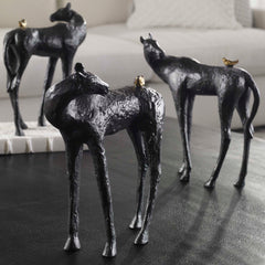 Hello Friend Black/Bronze/Brown Horse Sculpture - Ornate Home