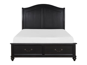 Heman Charcoal Brown King Platform Bed w/Footboard Storage - Ornate Home