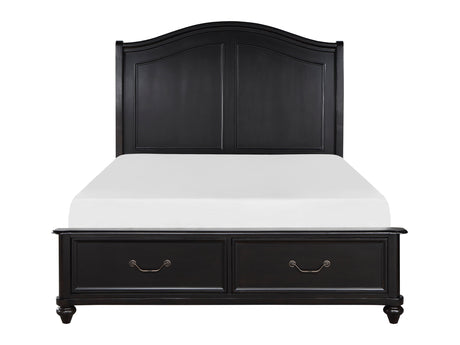 Heman Charcoal Brown King Platform Bed w/Footboard Storage - Ornate Home
