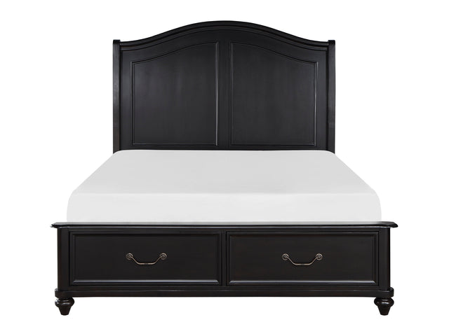 Heman Charcoal Brown King Platform Bed w/Footboard Storage - Ornate Home
