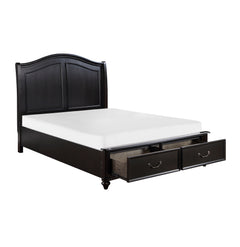 Heman Charcoal Brown King Platform Bed w/Footboard Storage - Ornate Home