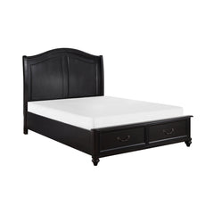 Heman Charcoal Brown King Platform Bed w/Footboard Storage - Ornate Home